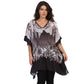 Blusa Kaftan BIXUGRILLO estampada Barrado Floral PB