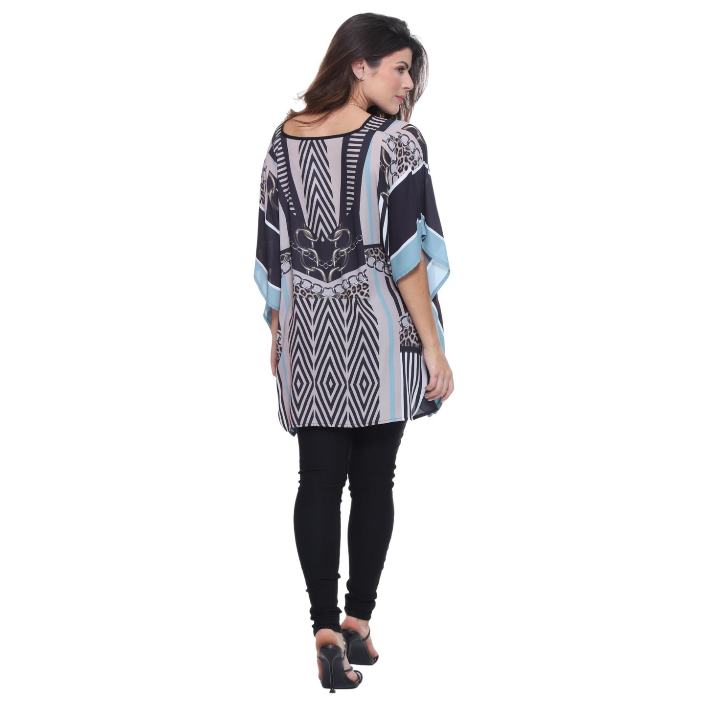 Blusa Kaftan BIXUGRILLO estampada Blue Chain