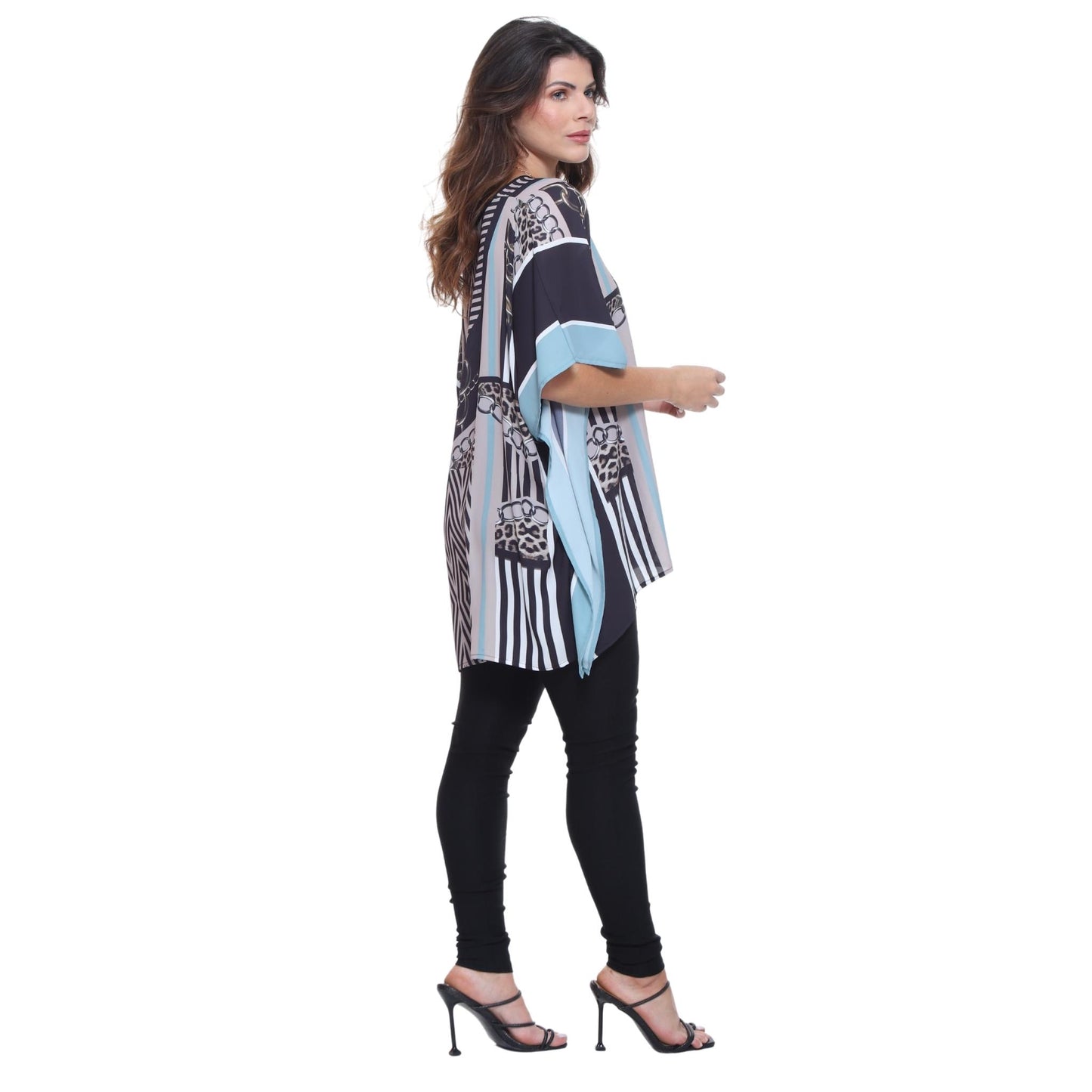 Blusa Kaftan BIXUGRILLO estampada Blue Chain