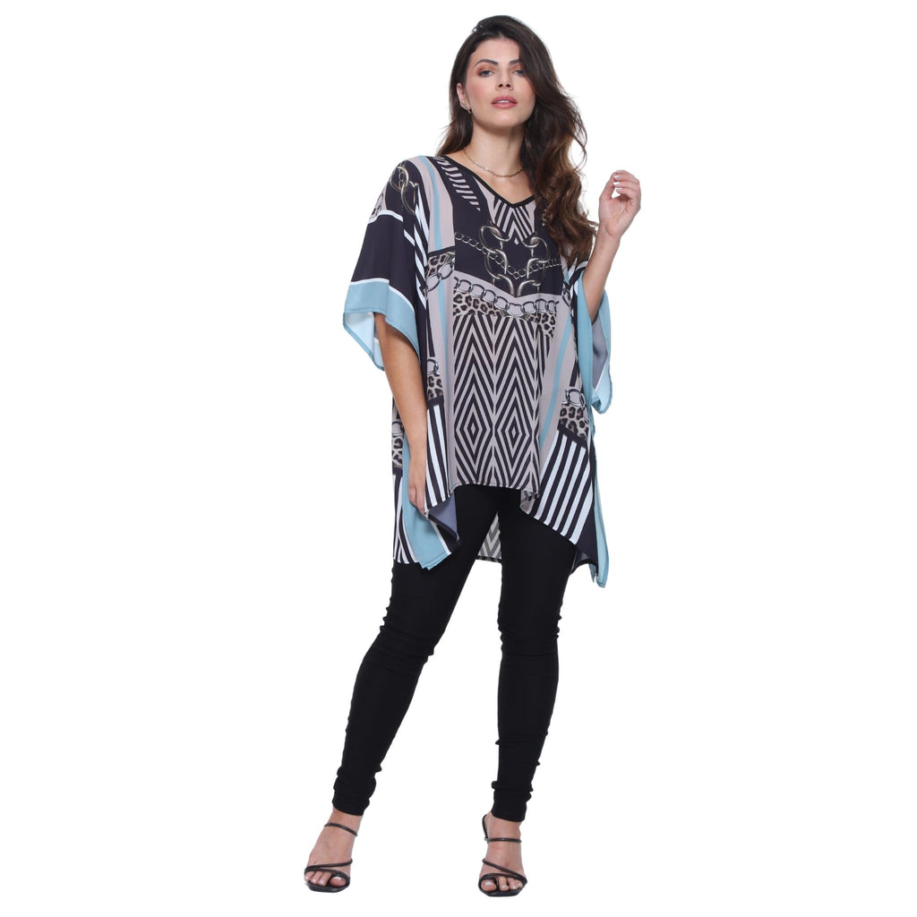 Blusa Kaftan BIXUGRILLO estampada Blue Chain