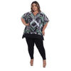Blusa Kaftan BIXUGRILLO estampada Xadrez verde