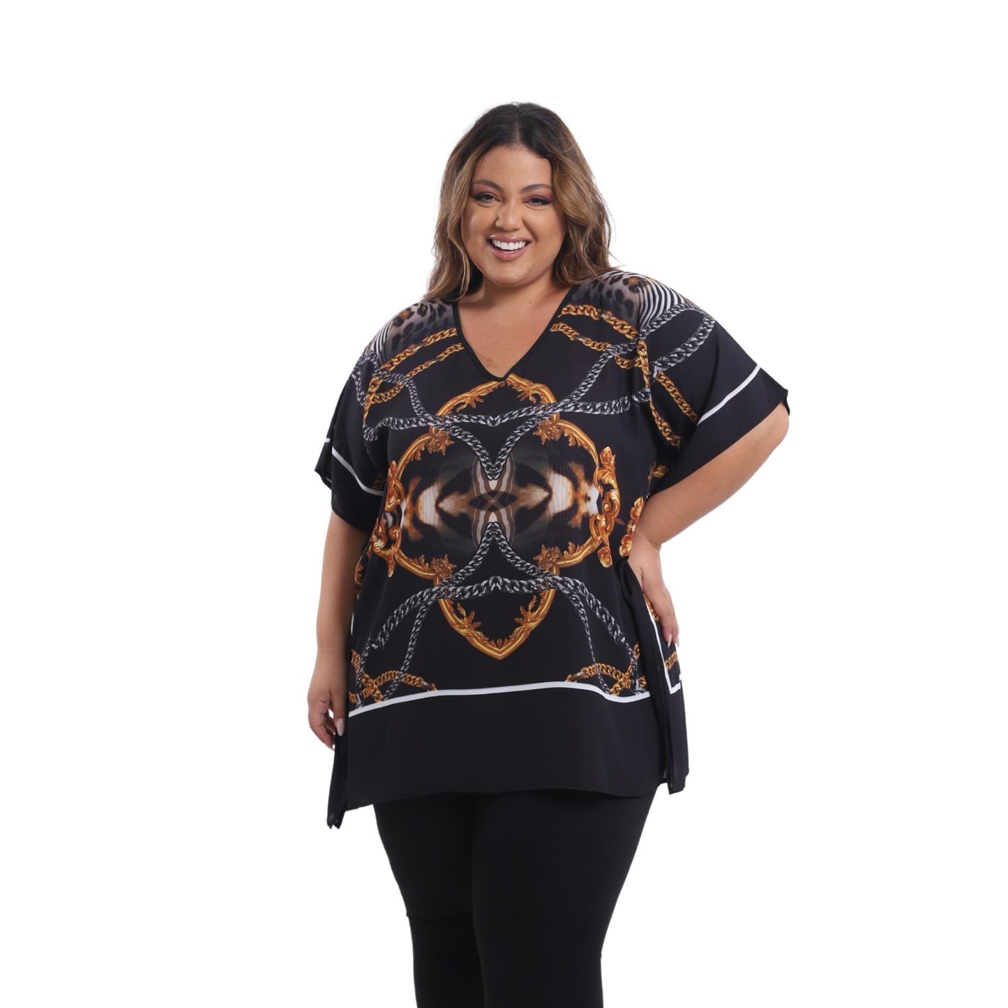 Blusa Kaftan BIXUGRILLO estampada correntes