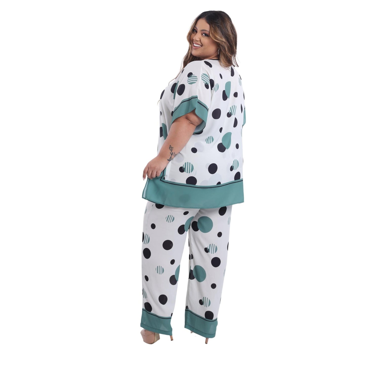 CALÇA PANTALONA BIXUGRILLO ESTAMPADA POÁ VERDE