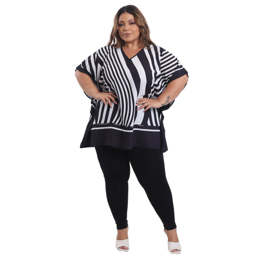 Blusa Kaftan BIXUGRILLO estampada Ondas óticas