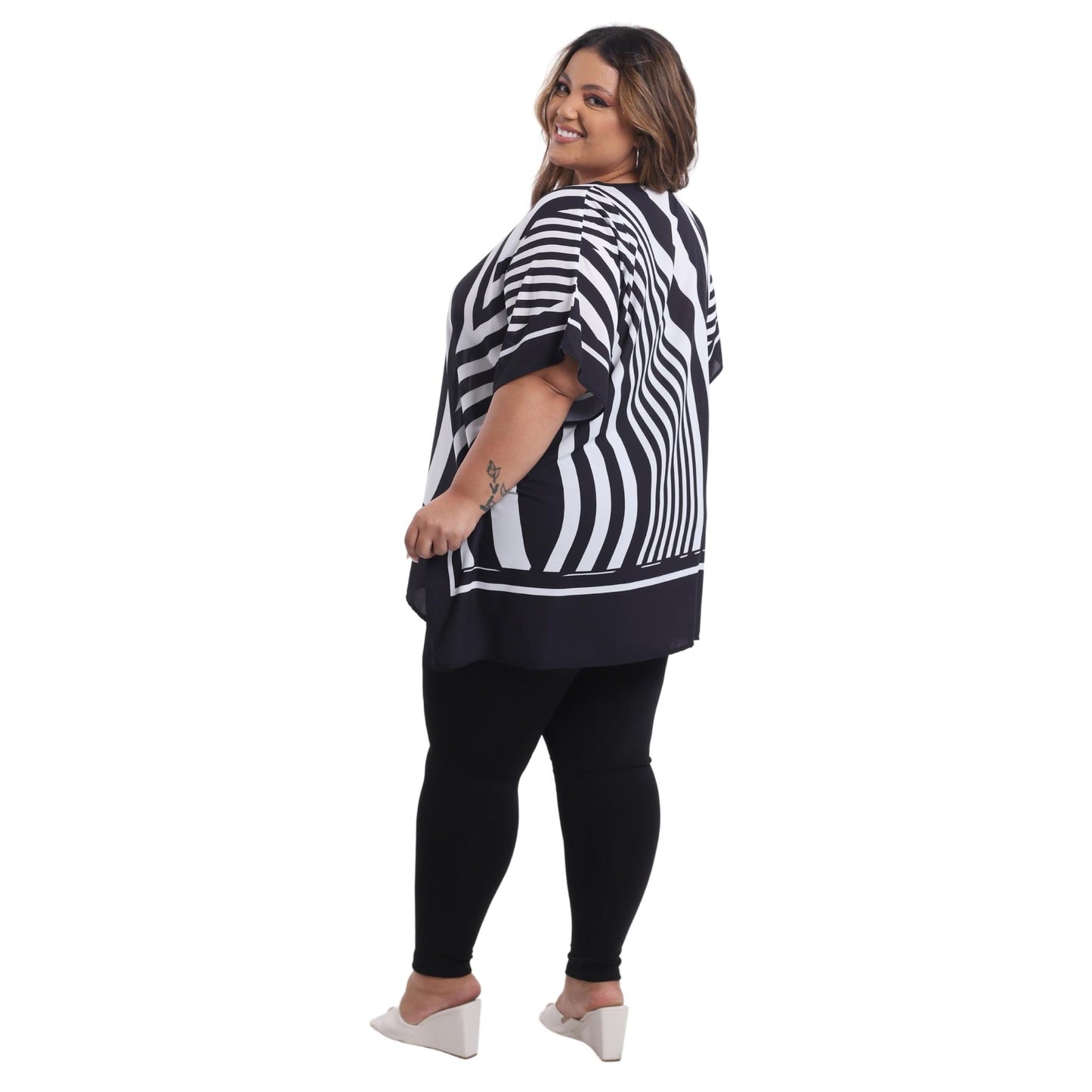 Blusa Kaftan BIXUGRILLO estampada Ondas óticas