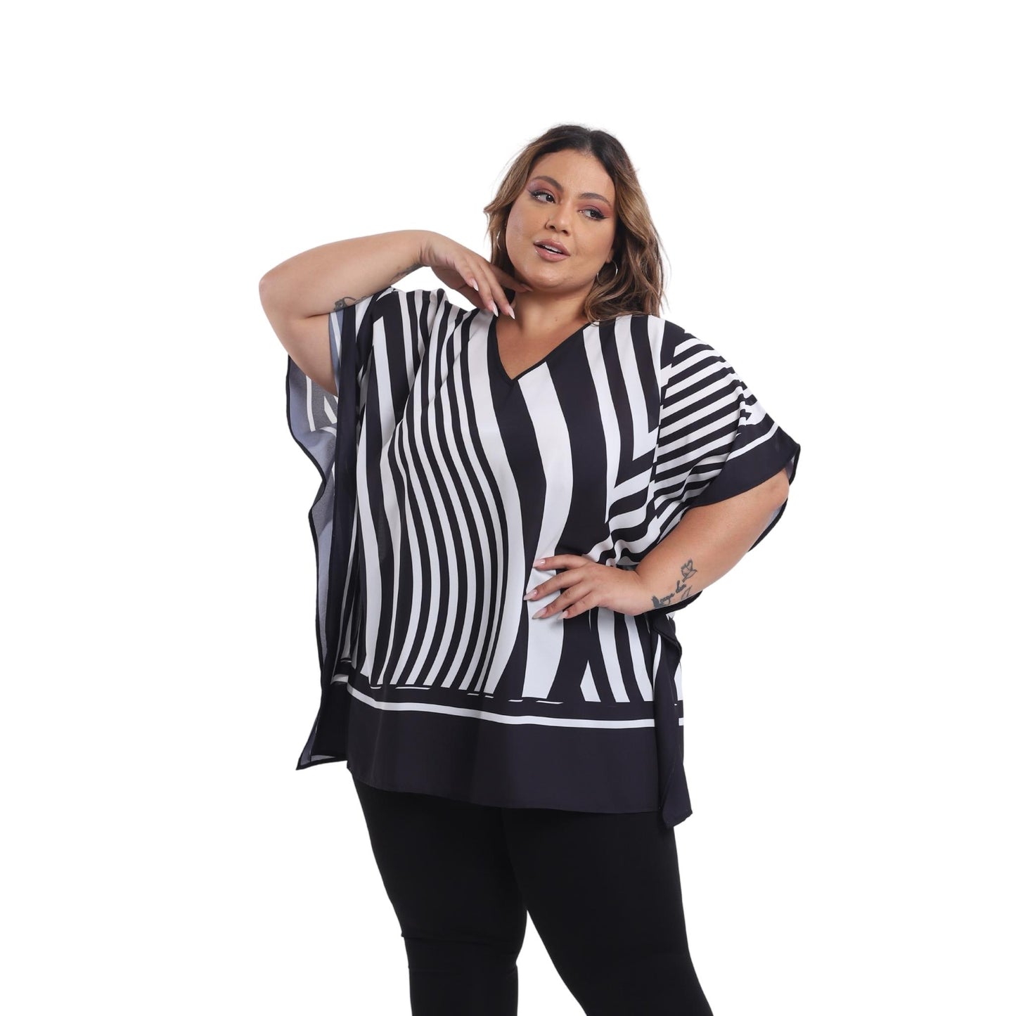 Blusa Kaftan BIXUGRILLO estampada Ondas óticas