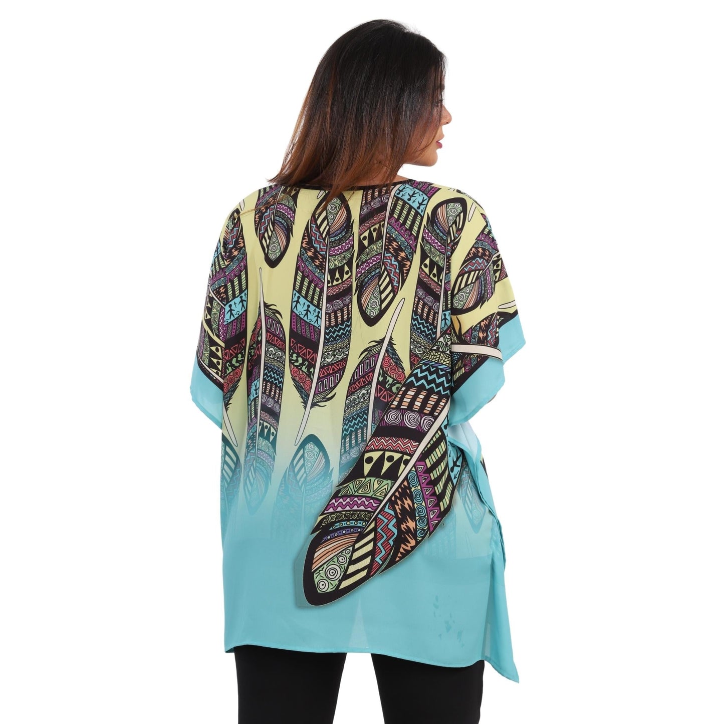 Blusa Kaftan BIXUGRILLO estampada Penas Hippie