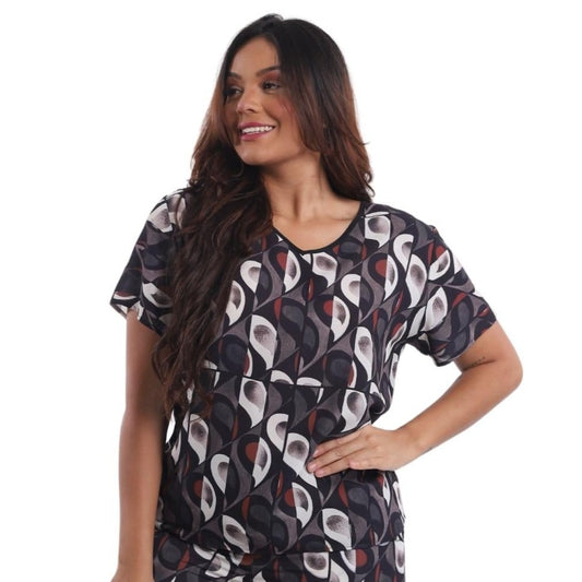 Blusa GOLA "V" BIXUGRILLO estampada Gotas