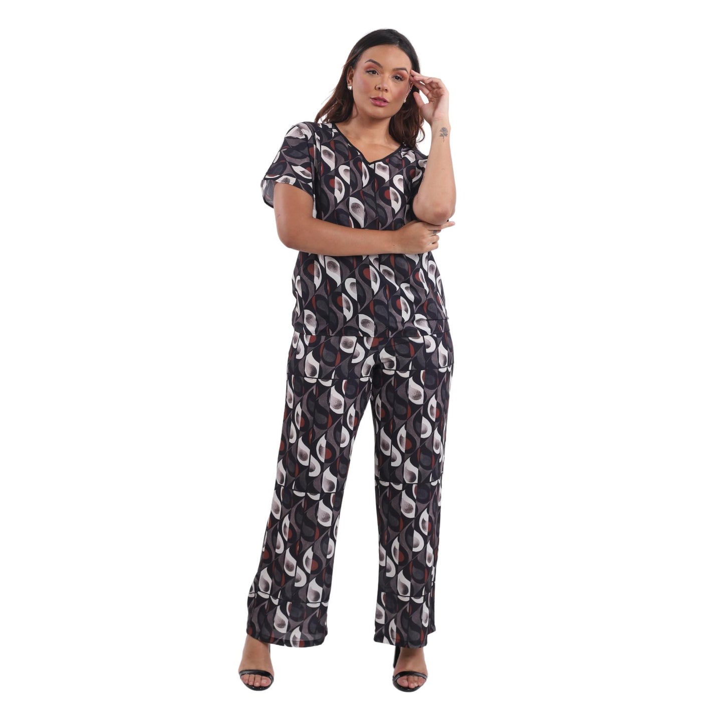 Blusa GOLA "V" BIXUGRILLO estampada Gotas