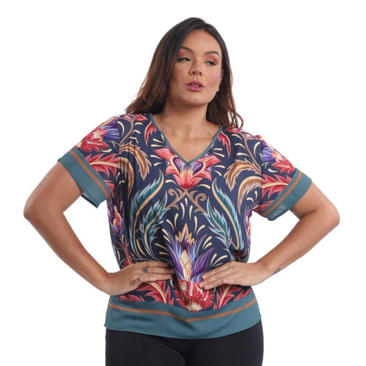 Blusa GOLA "V" BIXUGRILLO estampada Arabescos floral