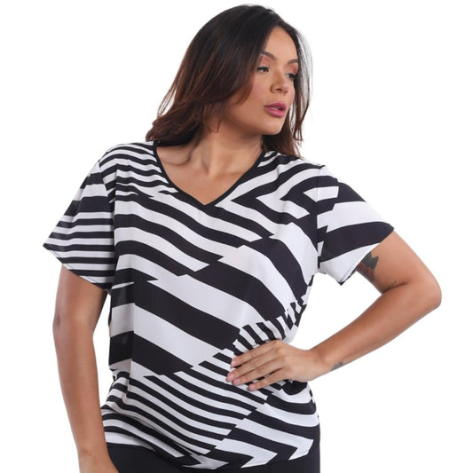 Blusa GOLA "V" BIXUGRILLO estampada Ondas ópticas