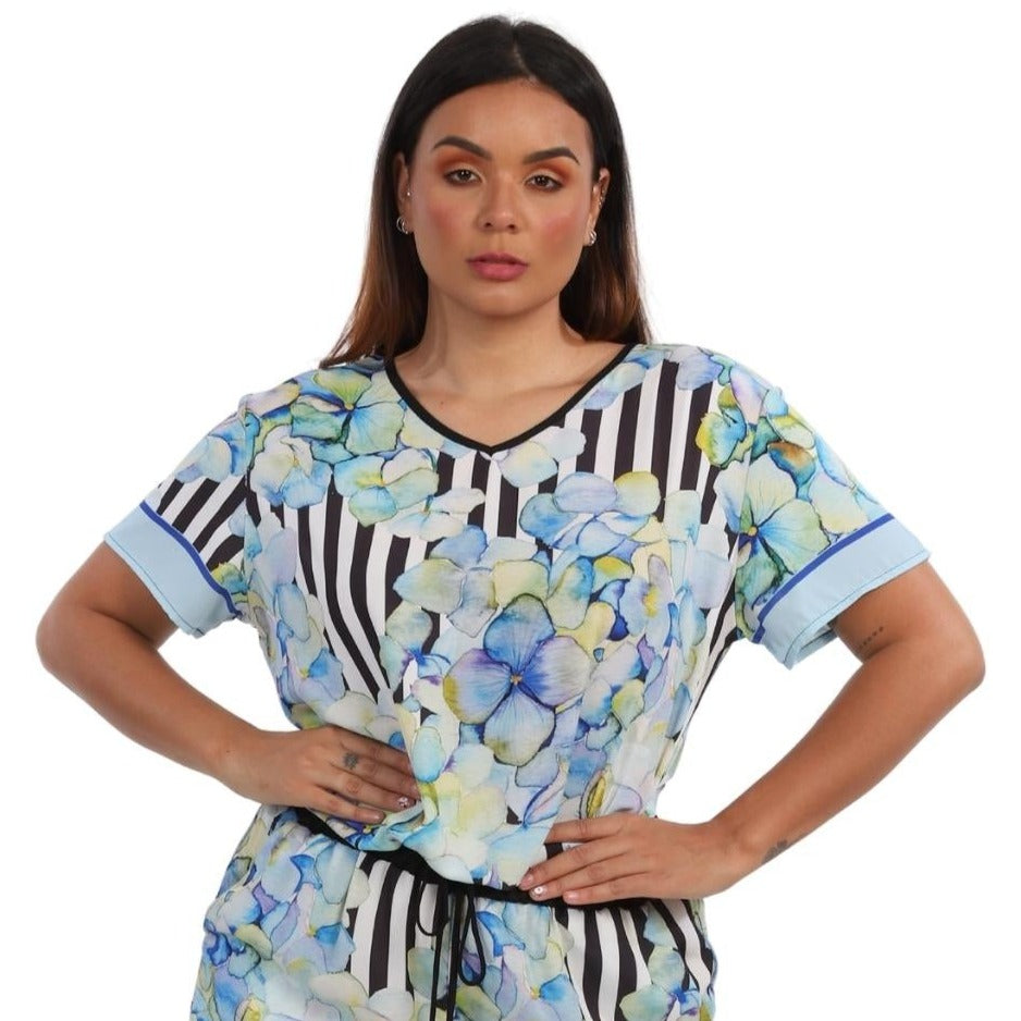 Blusa GOLA "V" BIXUGRILLO estampada Hortências