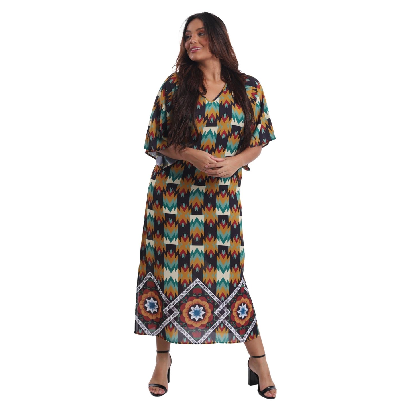 Vestido Midi Kimono BIXUGRILLO estampado Volpi