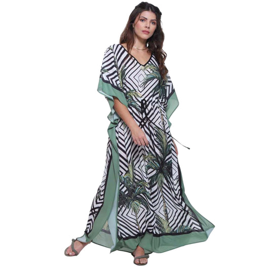 Kaftan Longa com cintura ajustável Palmeiras Óticas
