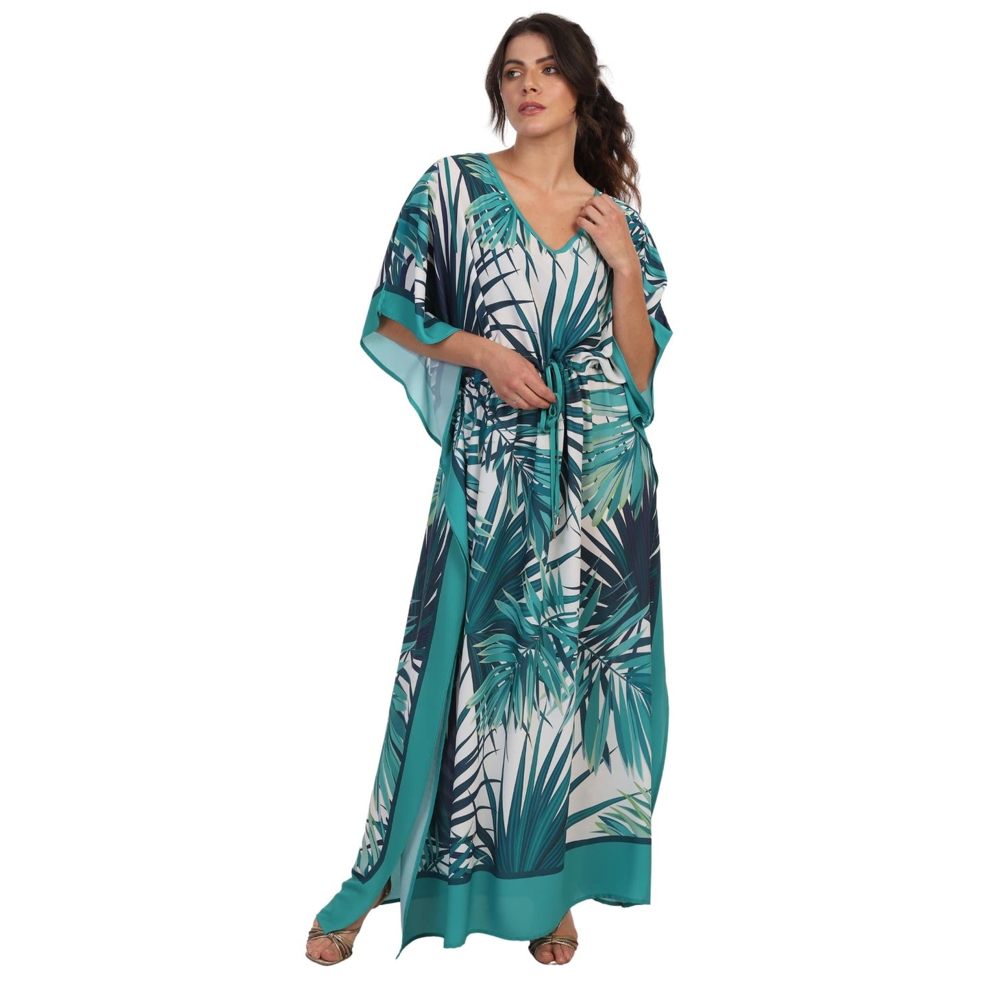 KAFTAN VESTIDO longo BIXUGRILLO com cintura ajustável estampada Jardim