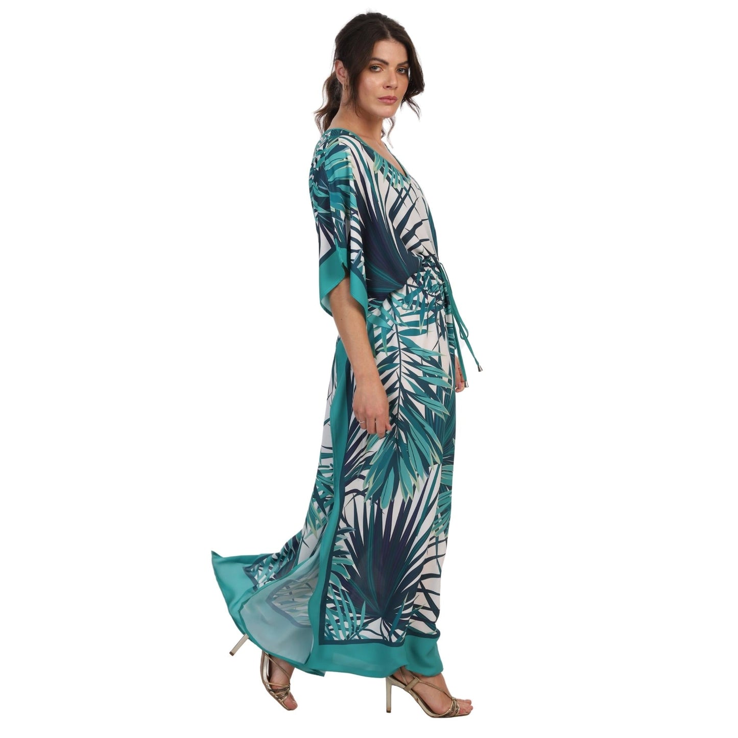 KAFTAN VESTIDO longo BIXUGRILLO com cintura ajustável estampada Jardim