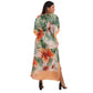 KAFTAN VESTIDO longo BIXUGRILLO com cintura ajustável estampada Hibisco Orange