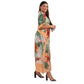 KAFTAN VESTIDO longo BIXUGRILLO com cintura ajustável estampada Hibisco Orange
