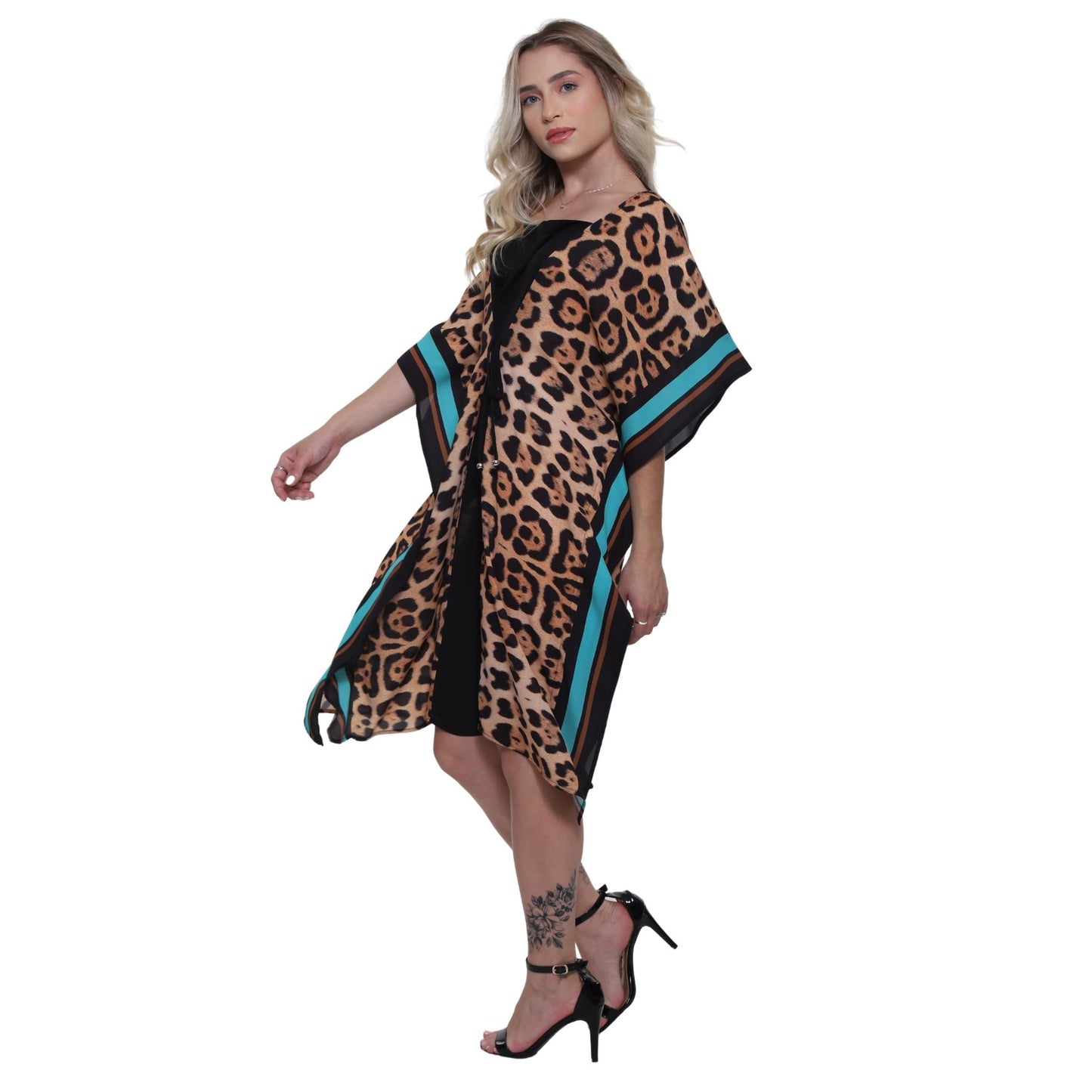 VESTIDO CURTO COM RECORTE BIXUGRILLO estampado laterais Maxi Onça