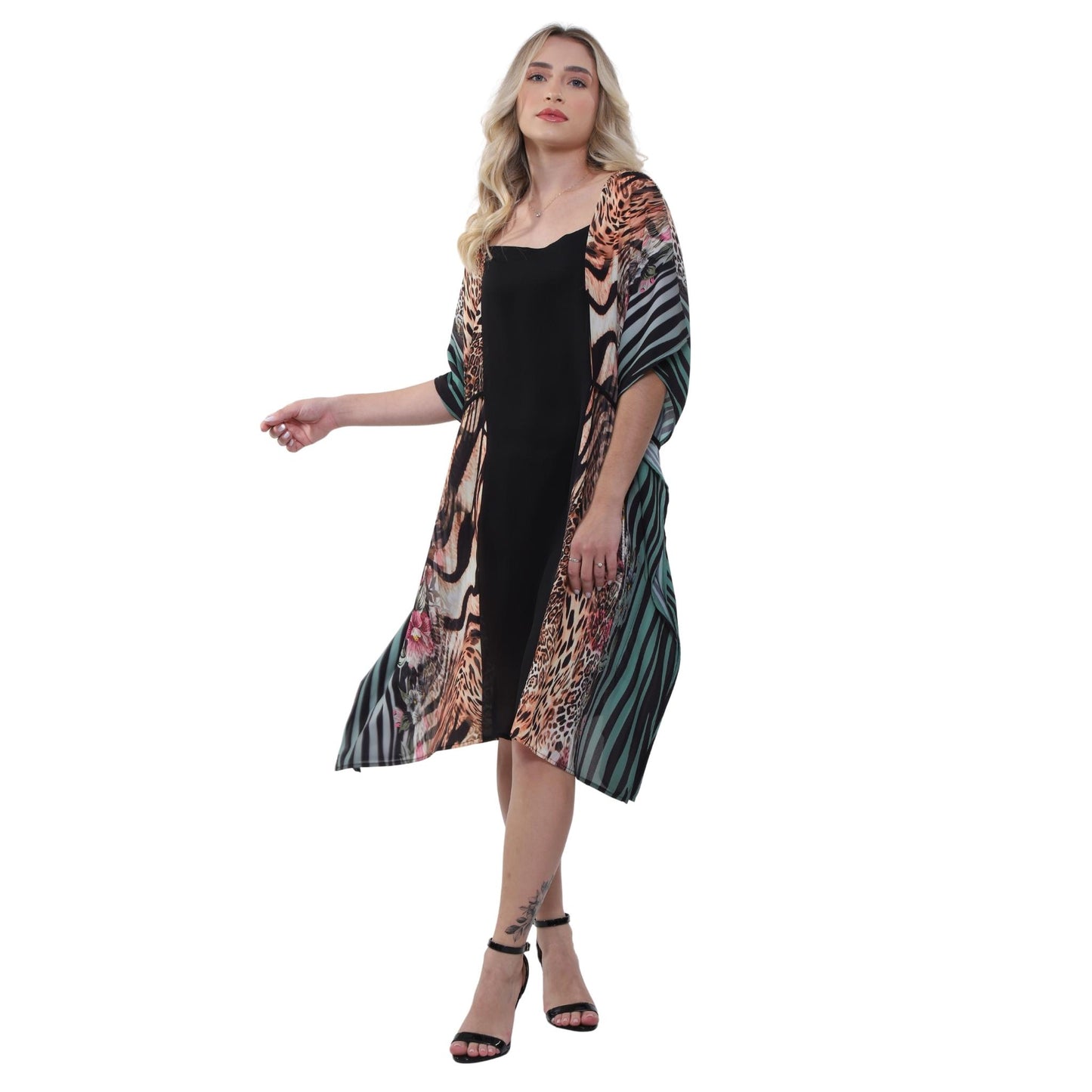 VESTIDO CURTO COM RECORTE BIXUGRILLO estampado laterais NATUREZA