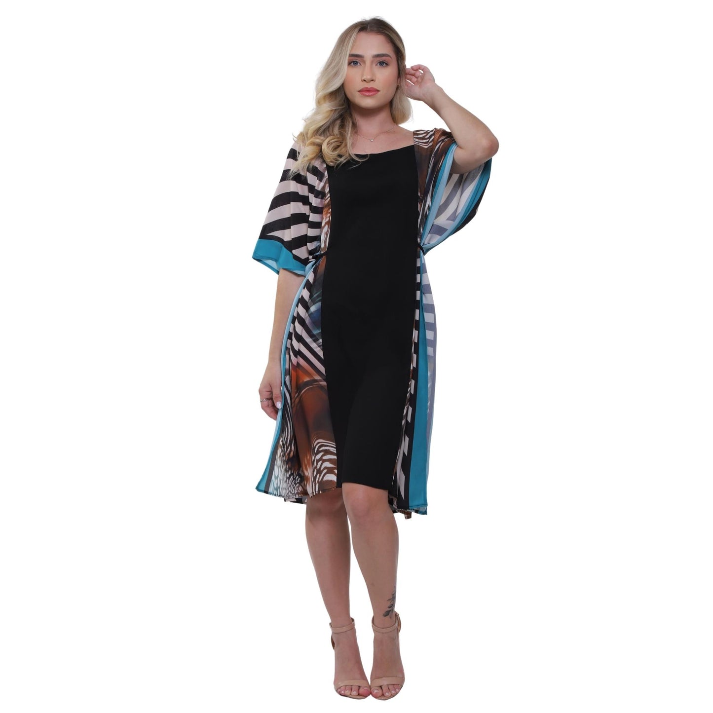 VESTIDO CURTO COM RECORTE BIXUGRILLO estampado laterais INFINITO