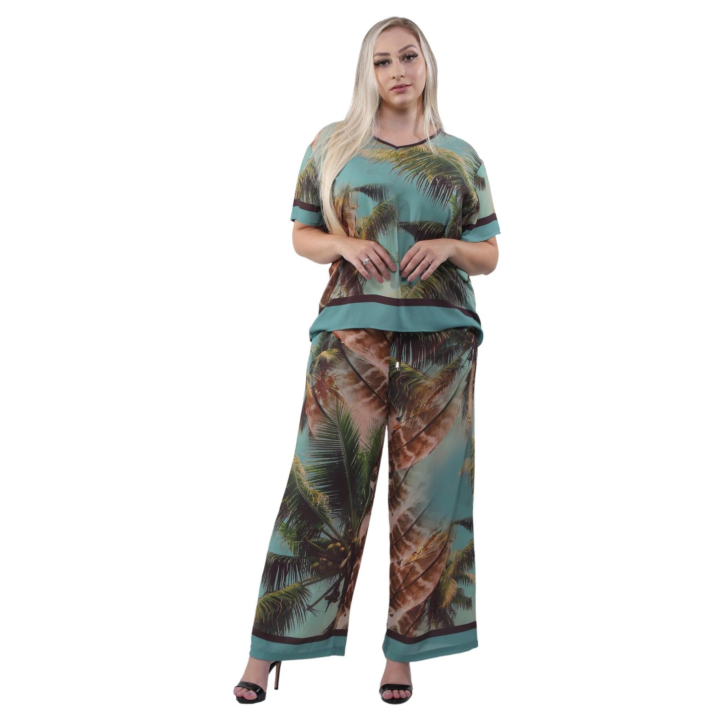 Calça pantalona BIXUGRILLO estampada Animal Beach