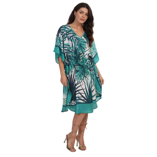KAFTAN VESTIDO curta BIXUGRILLO com cintura ajustável estampada Jardim