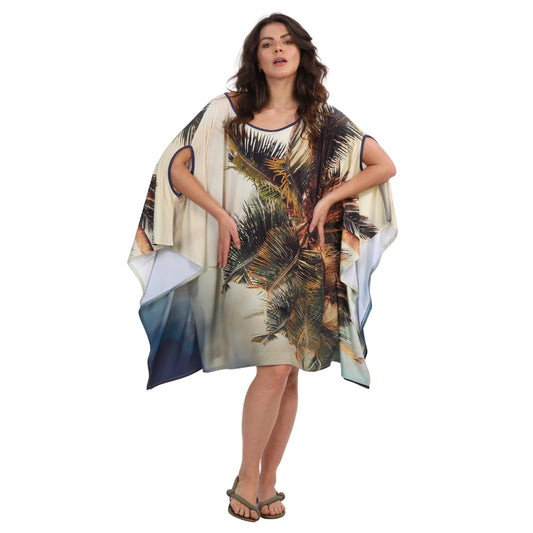KAFTAN VESTIDO curta ombro aberto BIXUGRILLO estampada Praia