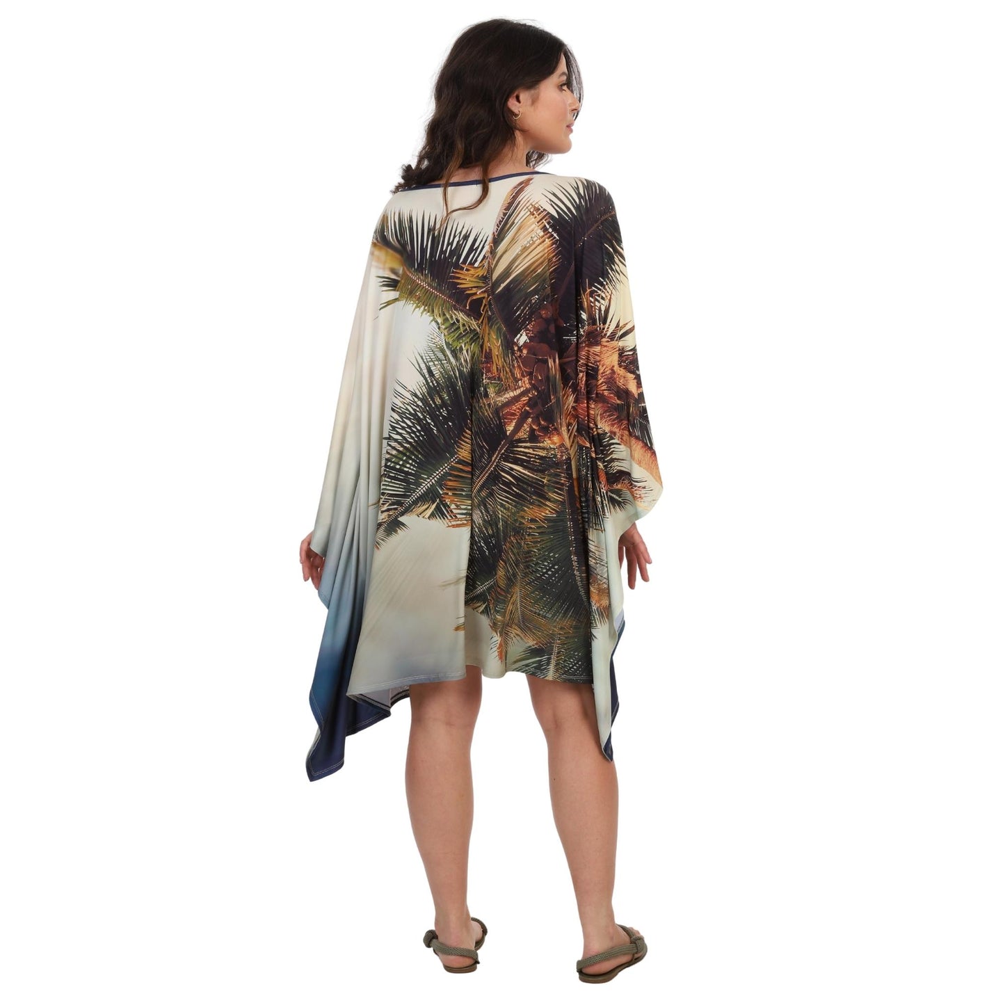 KAFTAN VESTIDO curta ombro aberto BIXUGRILLO estampada Praia