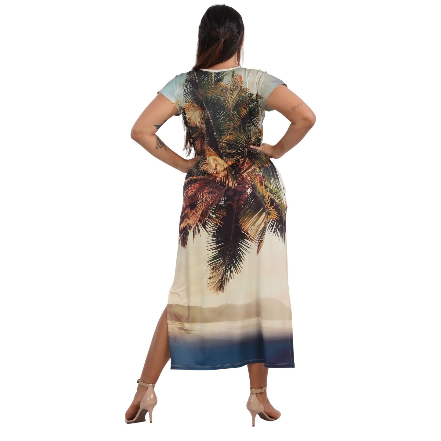 VESTIDO longo malha BIXUGRILLO estampa Praia