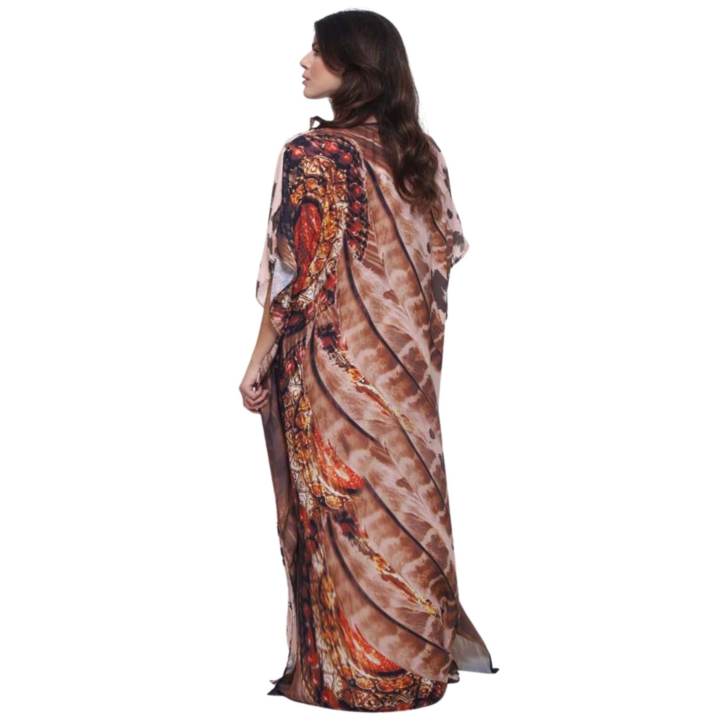 KAFTAN VESTIDO Longo BIXUGRILLO estampada Joia Felina