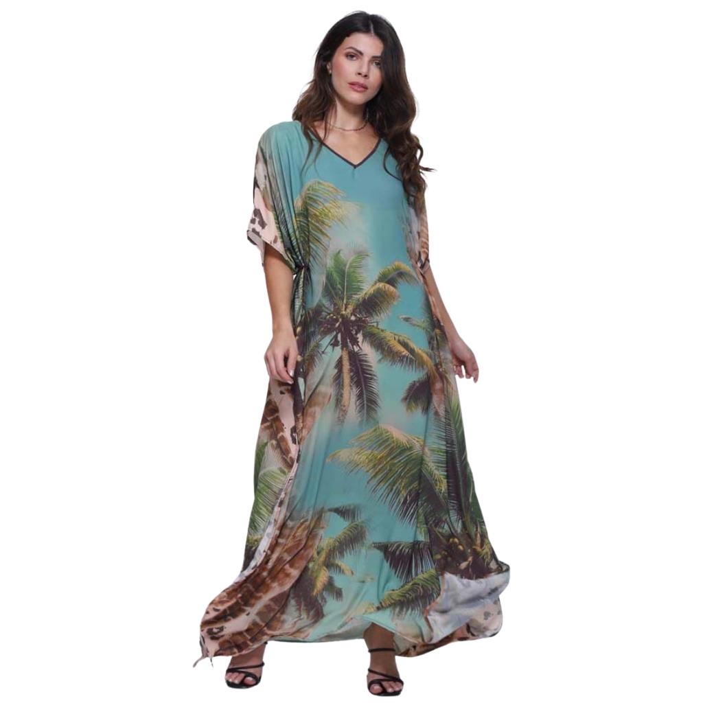 KAFTAN VESTIDO Longo BIXUGRILLO estampada Animal beach
