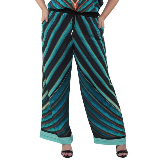 Calça pantalona BIXUGRILLO estampada Folhas de coqueiros