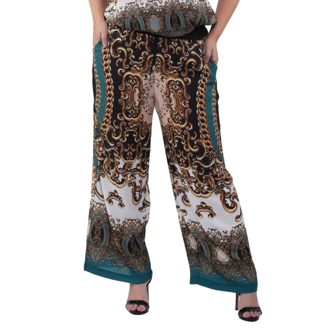 Calça pantalona BIXUGRILLO estampada Realeza