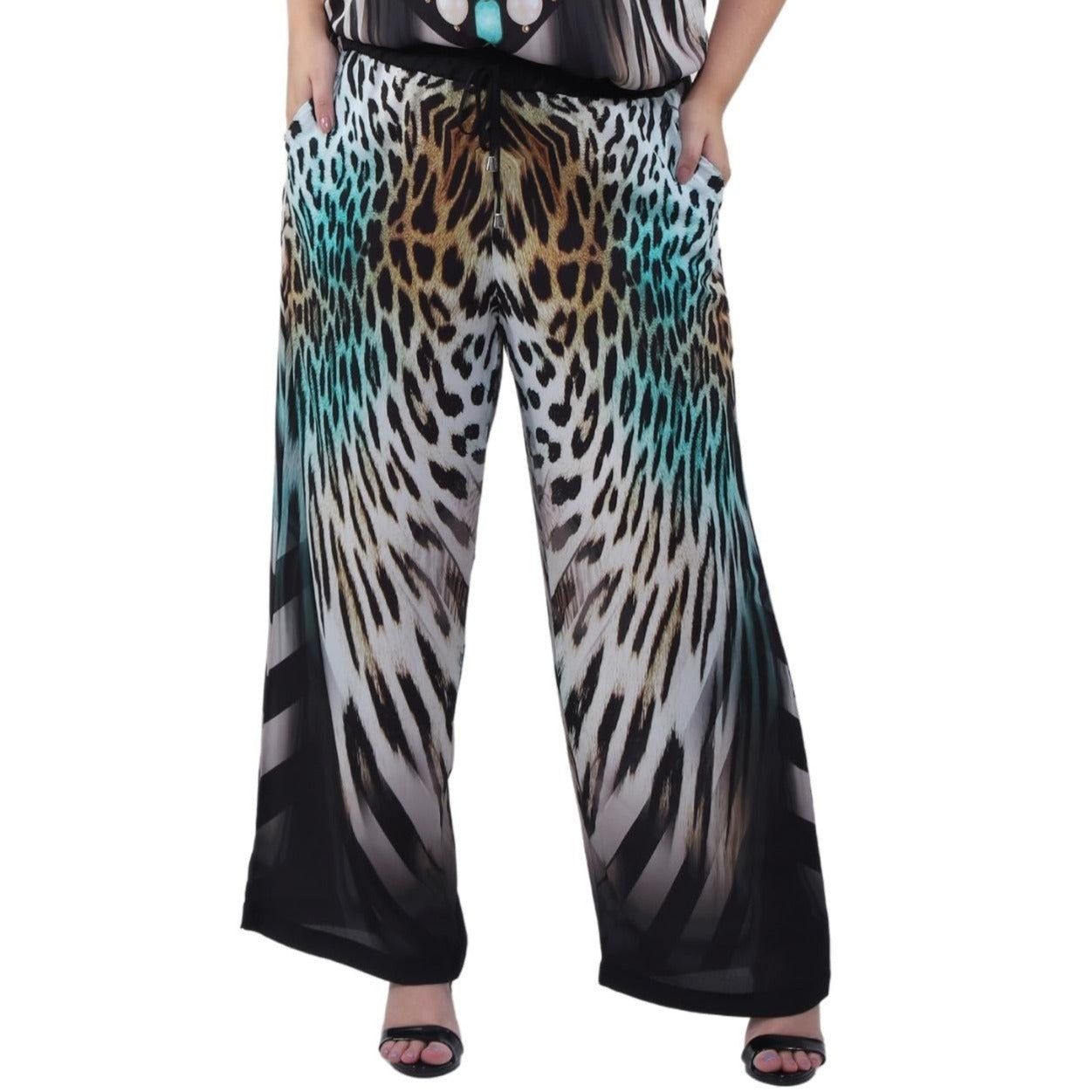 Calça pantalona BIXUGRILLO estampada Tamiris