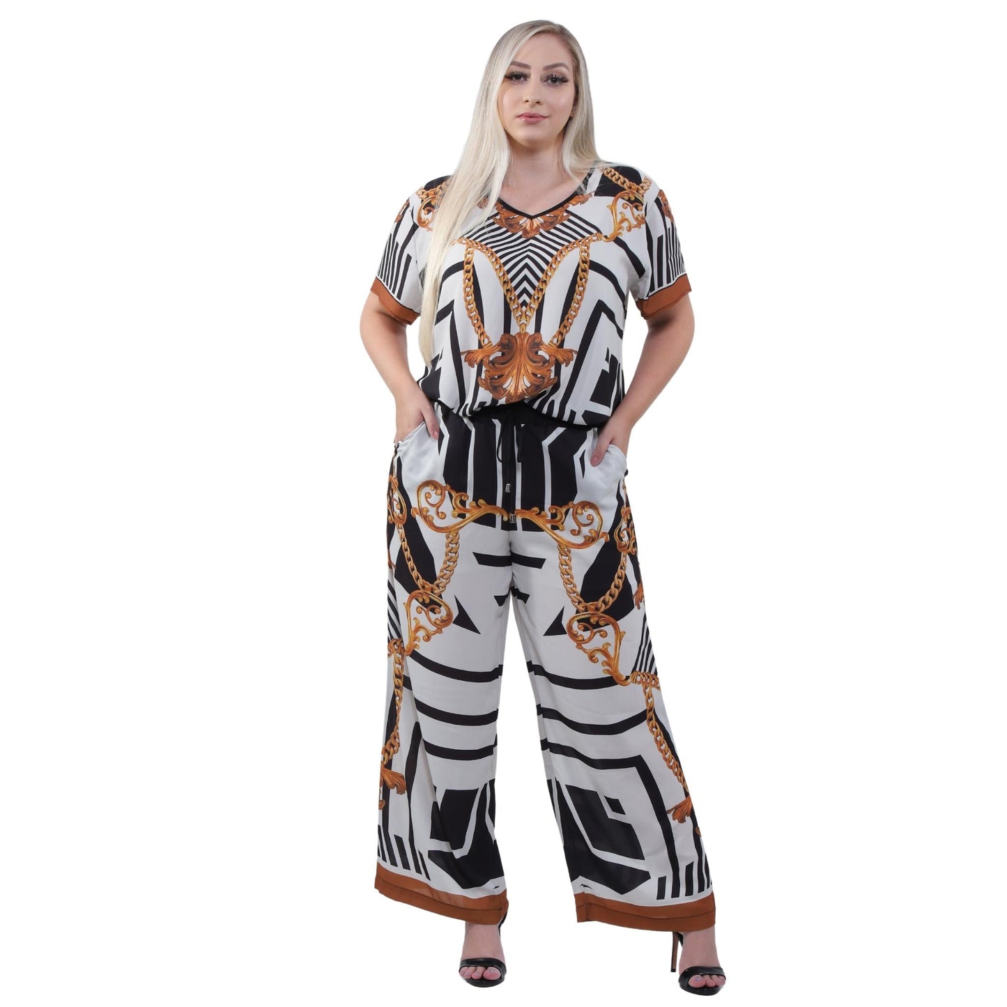 Blusa decote "V" manga curta Egito