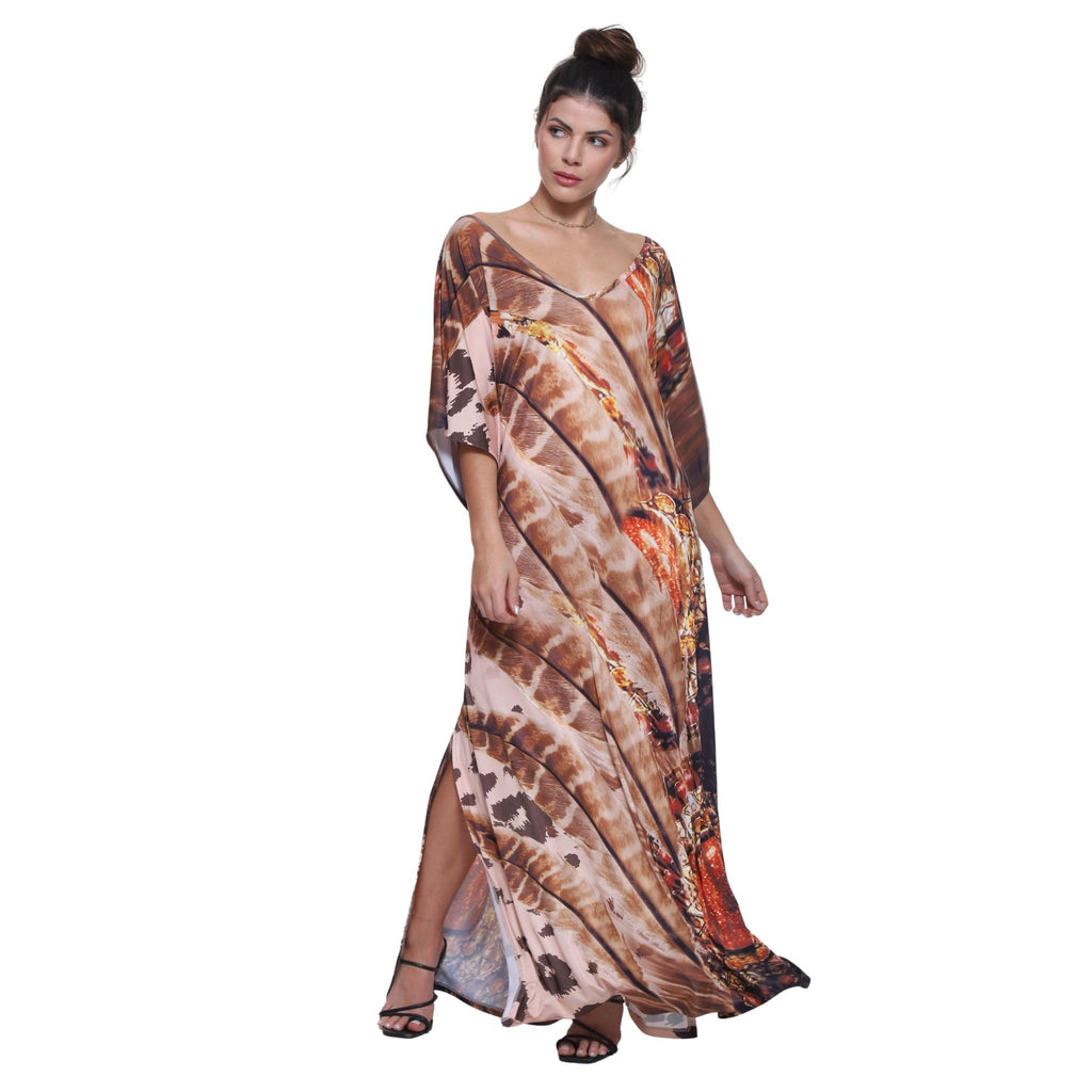 KAFTAN VESTIDO longo malha BIXUGRILLO  estampada Jóia Felina