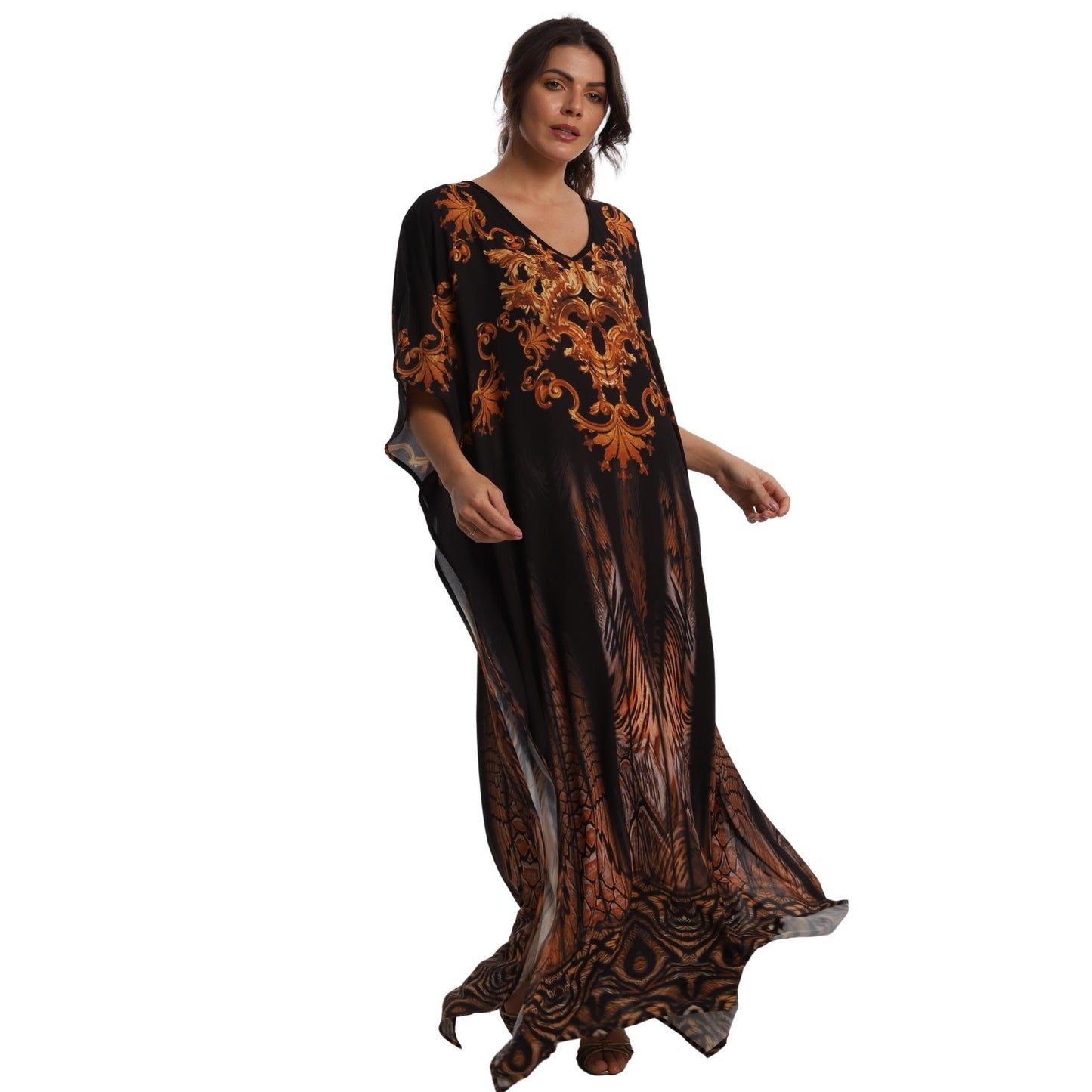 KAFTAN VESTIDO Longo Bixugrillo estampa Golden