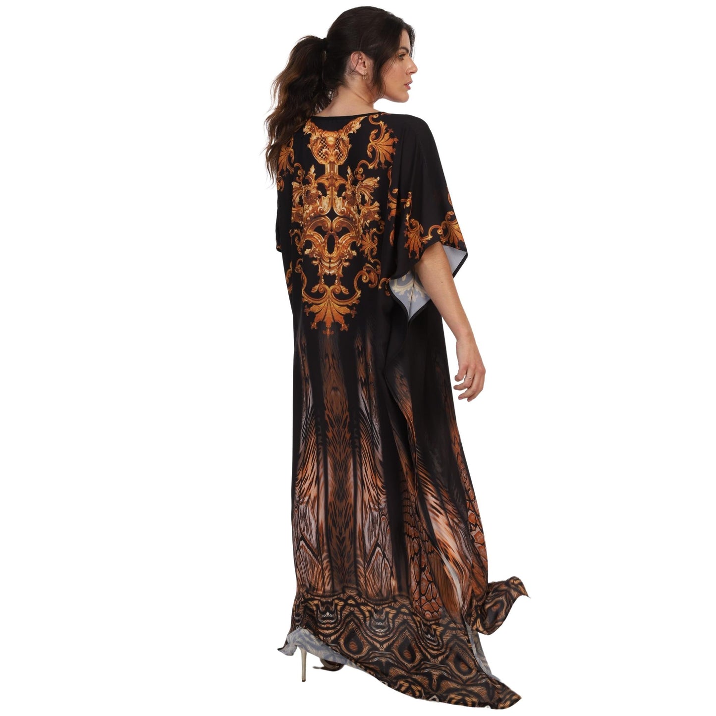 KAFTAN VESTIDO Longo Bixugrillo estampa Golden