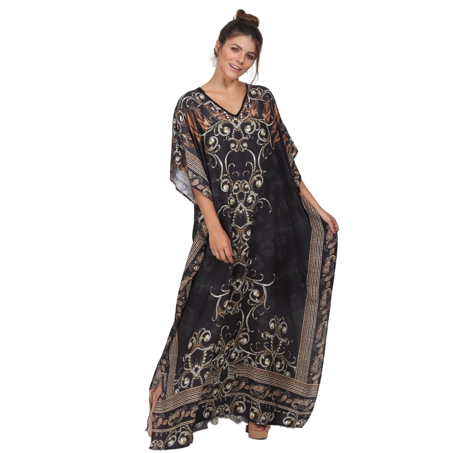 KAFTAN VESTIDO Longo BIXUGRILLO estampada Art Noveau